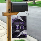 Personalized Fremantle Dockers Football Garden Flag Easter Egg Pattern Purple Monochrome Tribal Dot Style