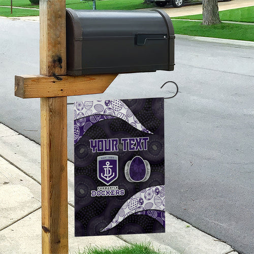 Personalized Fremantle Dockers Football Garden Flag Easter Egg Pattern Purple Monochrome Tribal Dot Style