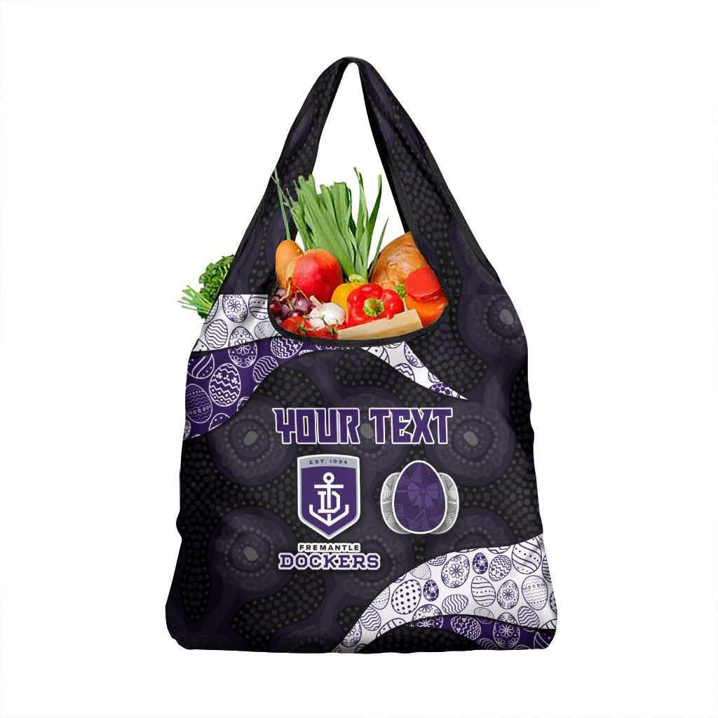 Personalized Fremantle Dockers Football Grocery Bag Easter Egg Pattern Purple Monochrome Tribal Dot Style