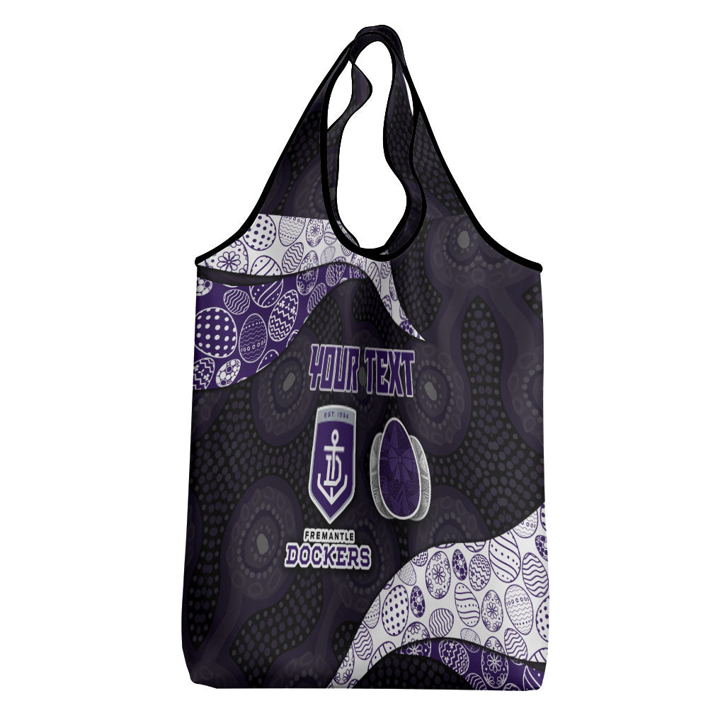 Personalized Fremantle Dockers Football Grocery Bag Easter Egg Pattern Purple Monochrome Tribal Dot Style
