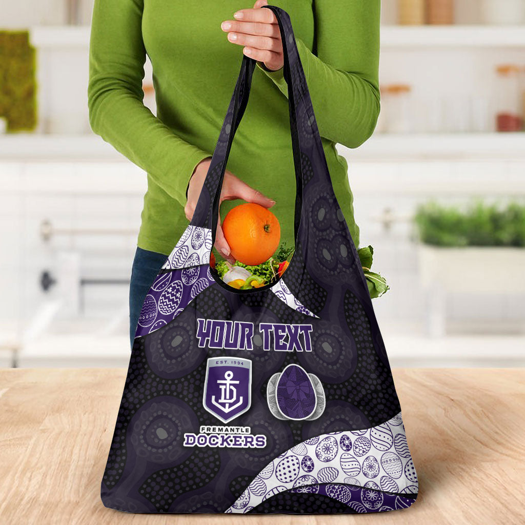 Personalized Fremantle Dockers Football Grocery Bag Easter Egg Pattern Purple Monochrome Tribal Dot Style