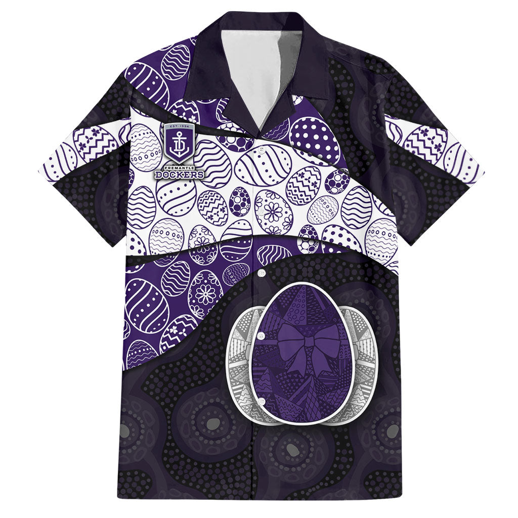 Personalized Fremantle Dockers Football Hawaiian Shirt Easter Egg Pattern Purple Monochrome Tribal Dot Style