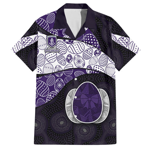Personalized Fremantle Dockers Football Hawaiian Shirt Easter Egg Pattern Purple Monochrome Tribal Dot Style