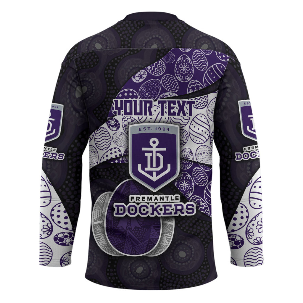 Personalized Fremantle Dockers Football Hockey Jersey Easter Egg Pattern Purple Monochrome Tribal Dot Style