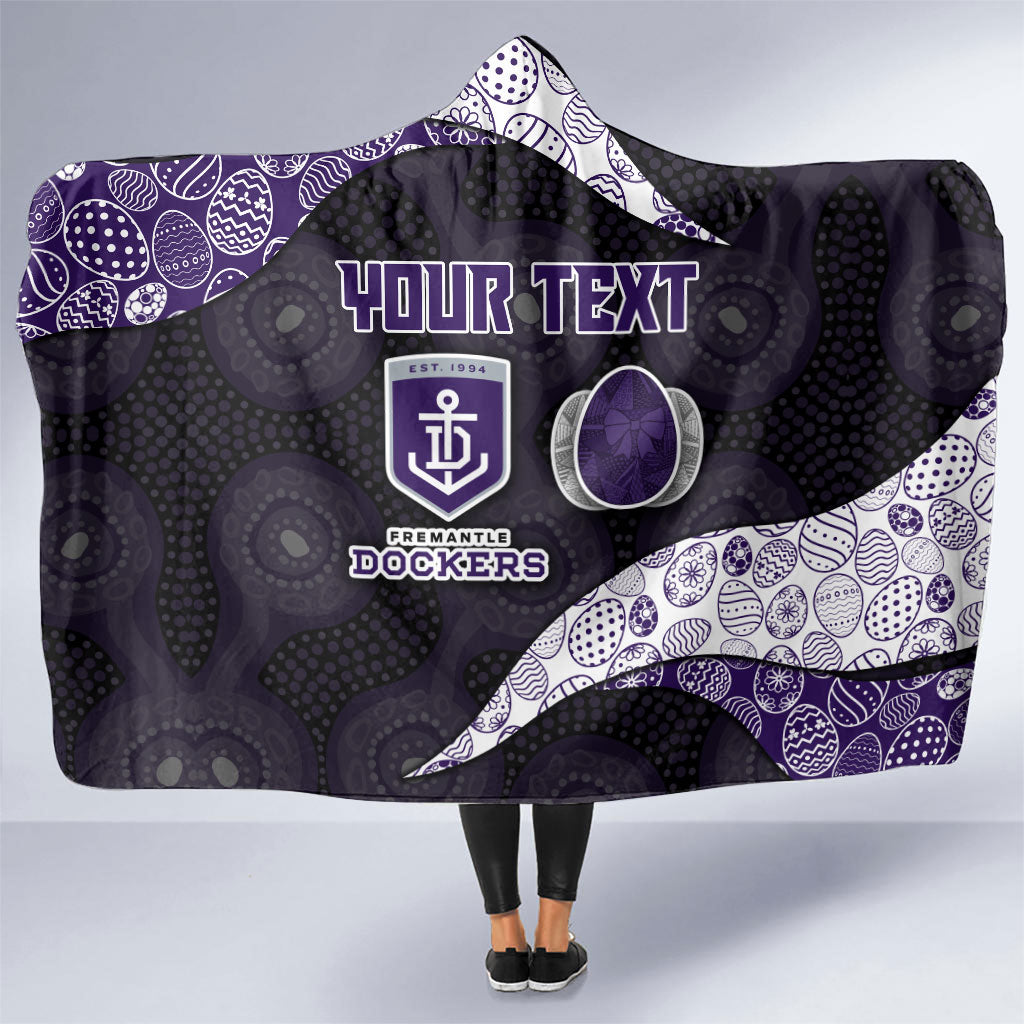 Personalized Fremantle Dockers Football Hooded Blanket Easter Egg Pattern Purple Monochrome Tribal Dot Style
