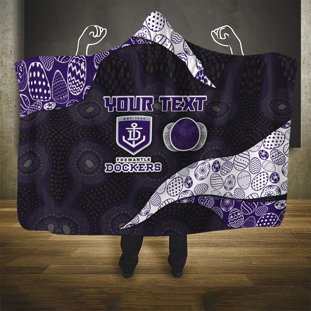 Personalized Fremantle Dockers Football Hooded Blanket Easter Egg Pattern Purple Monochrome Tribal Dot Style