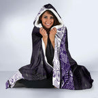 Personalized Fremantle Dockers Football Hooded Blanket Easter Egg Pattern Purple Monochrome Tribal Dot Style