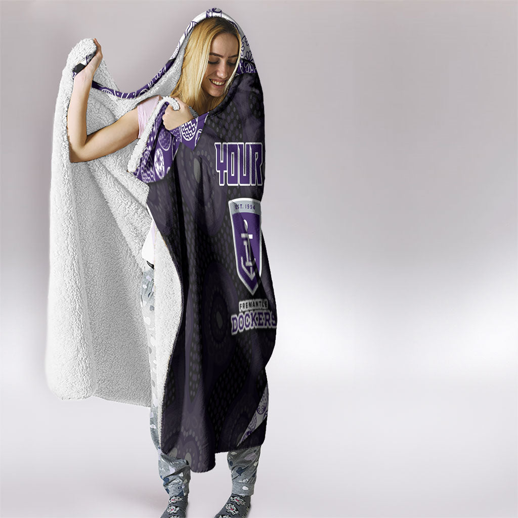 Personalized Fremantle Dockers Football Hooded Blanket Easter Egg Pattern Purple Monochrome Tribal Dot Style