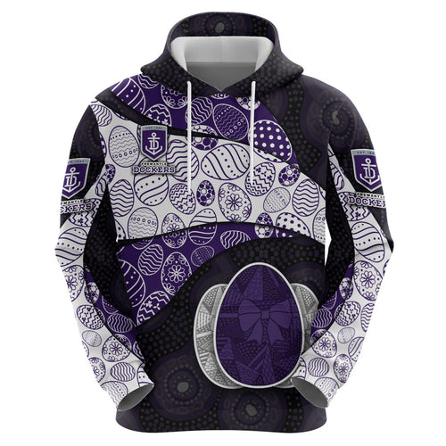 Personalized Fremantle Dockers Football Hoodie Easter Egg Pattern Purple Monochrome Tribal Dot Style