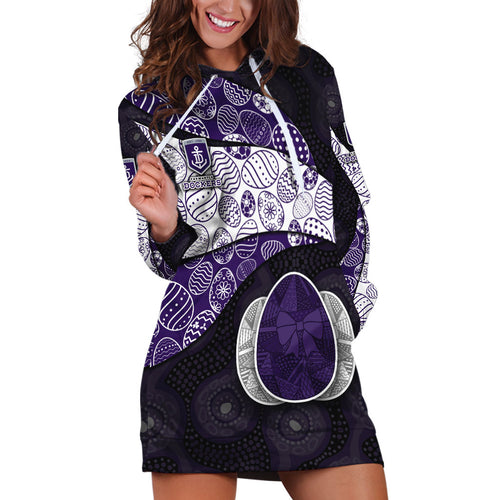 Personalized Fremantle Dockers Football Hoodie Dress Easter Egg Pattern Purple Monochrome Tribal Dot Style