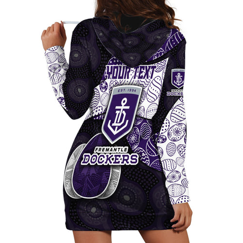 Personalized Fremantle Dockers Football Hoodie Dress Easter Egg Pattern Purple Monochrome Tribal Dot Style