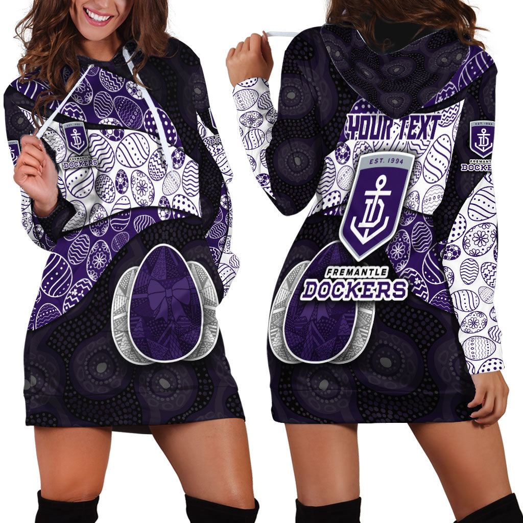 Personalized Fremantle Dockers Football Hoodie Dress Easter Egg Pattern Purple Monochrome Tribal Dot Style