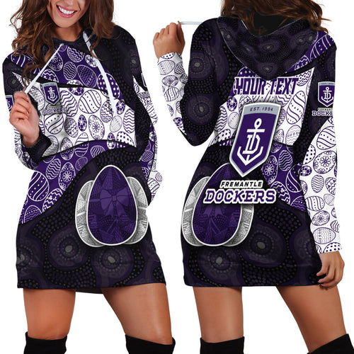 Personalized Fremantle Dockers Football Hoodie Dress Easter Egg Pattern Purple Monochrome Tribal Dot Style