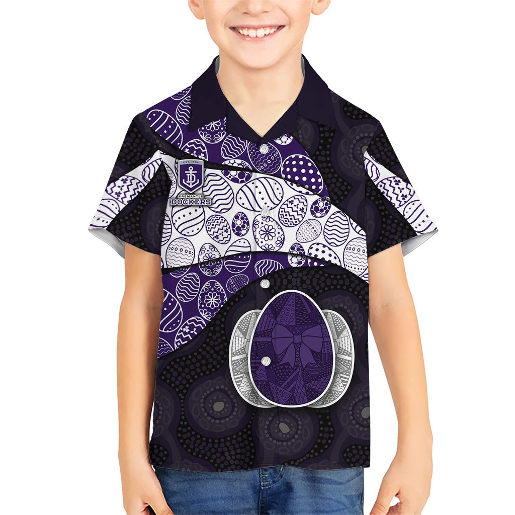 Personalized Fremantle Dockers Football Kid Hawaiian Shirt Easter Egg Pattern Purple Monochrome Tribal Dot Style