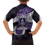 Personalized Fremantle Dockers Football Kid Hawaiian Shirt Easter Egg Pattern Purple Monochrome Tribal Dot Style