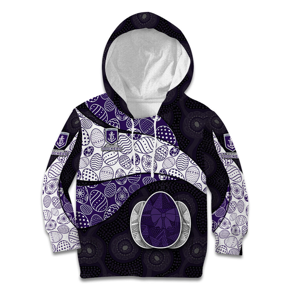 Personalized Fremantle Dockers Football Kid Hoodie Easter Egg Pattern Purple Monochrome Tribal Dot Style