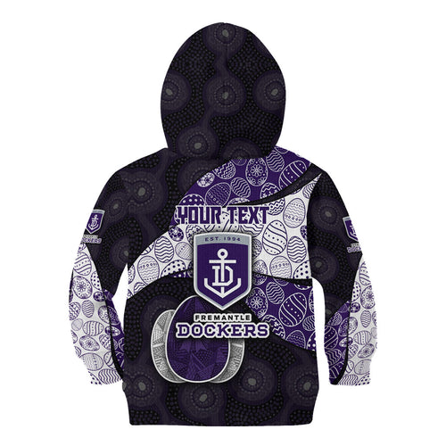 Personalized Fremantle Dockers Football Kid Hoodie Easter Egg Pattern Purple Monochrome Tribal Dot Style
