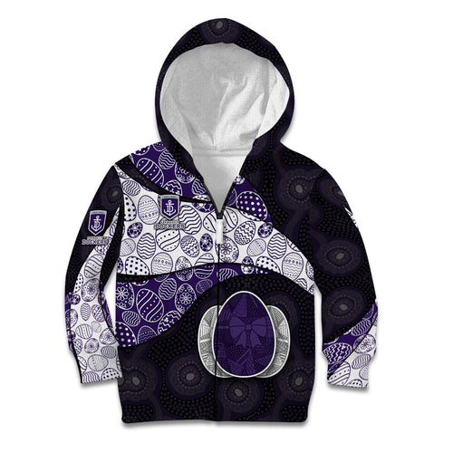 Personalized Fremantle Dockers Football Kid Hoodie Easter Egg Pattern Purple Monochrome Tribal Dot Style