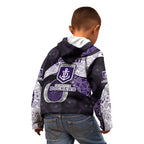 Personalized Fremantle Dockers Football Kid Hoodie Easter Egg Pattern Purple Monochrome Tribal Dot Style