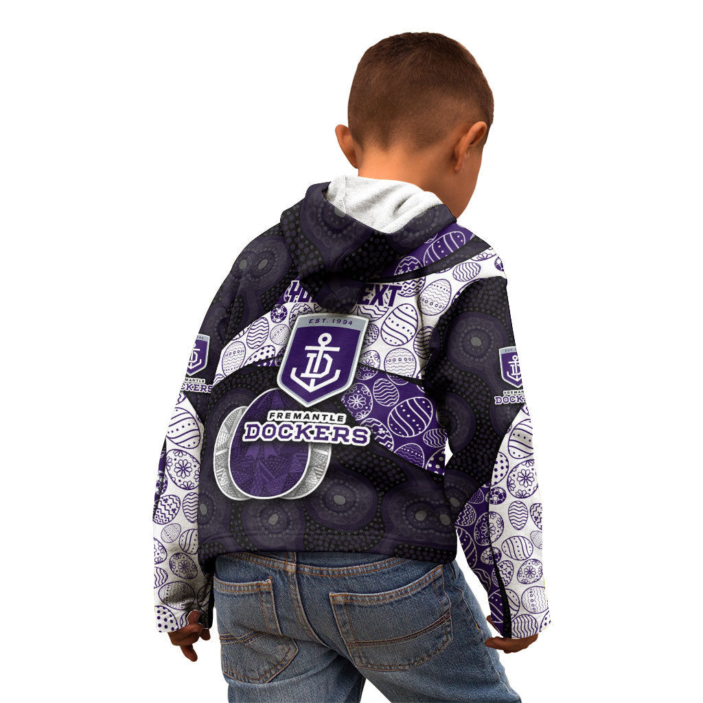 Personalized Fremantle Dockers Football Kid Hoodie Easter Egg Pattern Purple Monochrome Tribal Dot Style