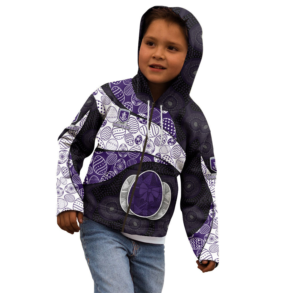 Personalized Fremantle Dockers Football Kid Hoodie Easter Egg Pattern Purple Monochrome Tribal Dot Style