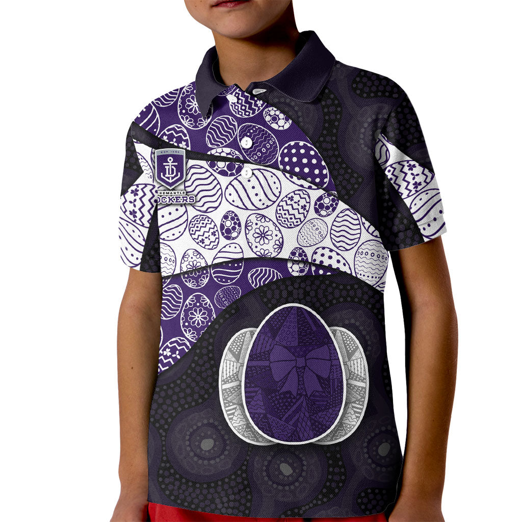 Personalized Fremantle Dockers Football Kid Polo Shirt Easter Egg Pattern Purple Monochrome Tribal Dot Style