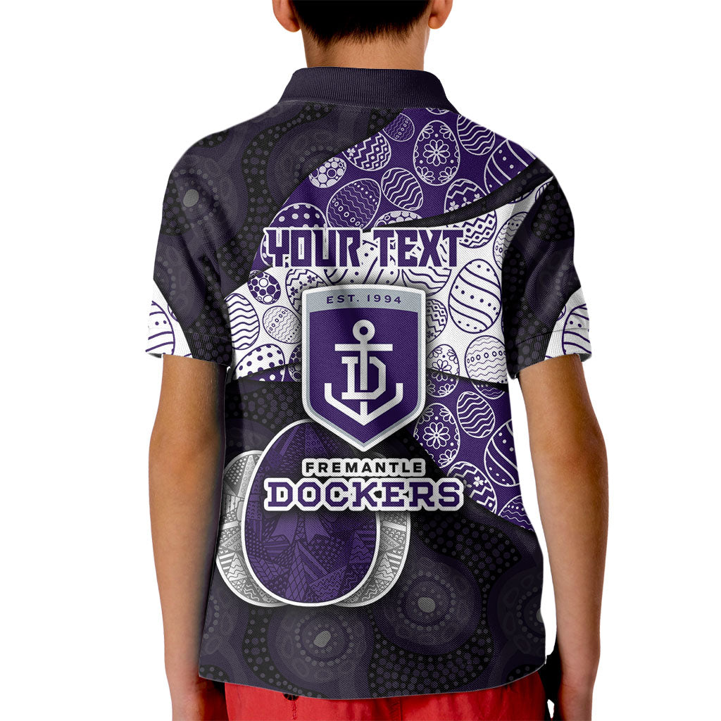 Personalized Fremantle Dockers Football Kid Polo Shirt Easter Egg Pattern Purple Monochrome Tribal Dot Style
