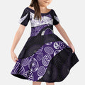 Personalized Fremantle Dockers Football Kid Short Sleeve Dress Easter Egg Pattern Purple Monochrome Tribal Dot Style