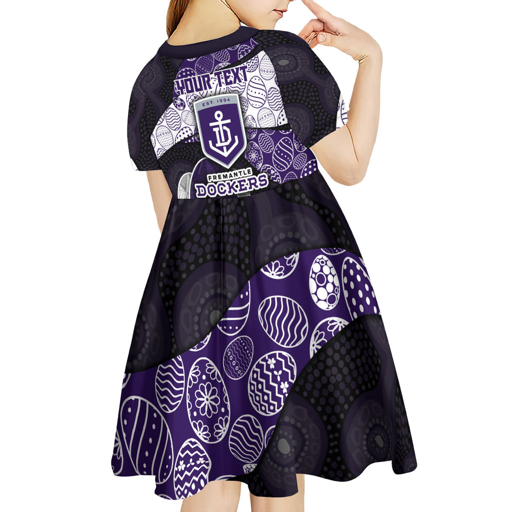 Personalized Fremantle Dockers Football Kid Short Sleeve Dress Easter Egg Pattern Purple Monochrome Tribal Dot Style
