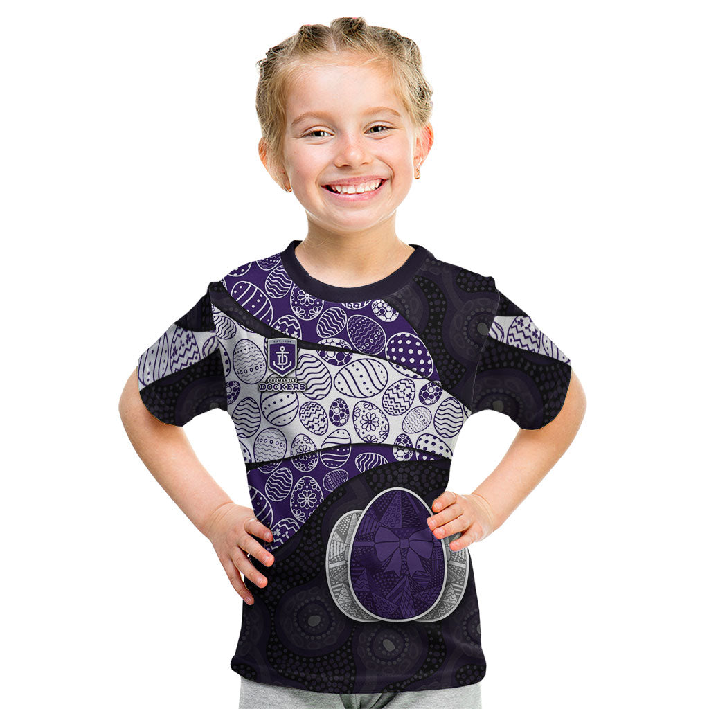 Personalized Fremantle Dockers Football Kid T Shirt Easter Egg Pattern Purple Monochrome Tribal Dot Style
