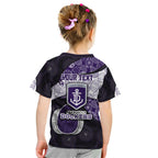 Personalized Fremantle Dockers Football Kid T Shirt Easter Egg Pattern Purple Monochrome Tribal Dot Style