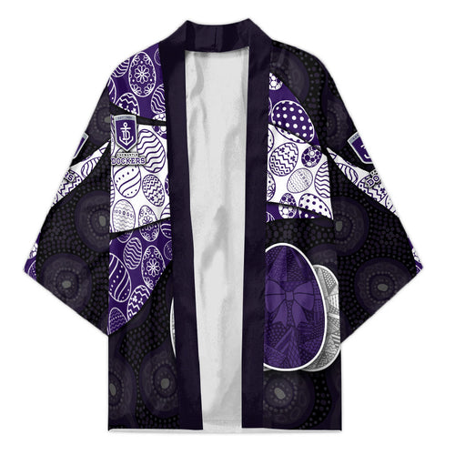 Personalized Fremantle Dockers Football Kimono Easter Egg Pattern Purple Monochrome Tribal Dot Style