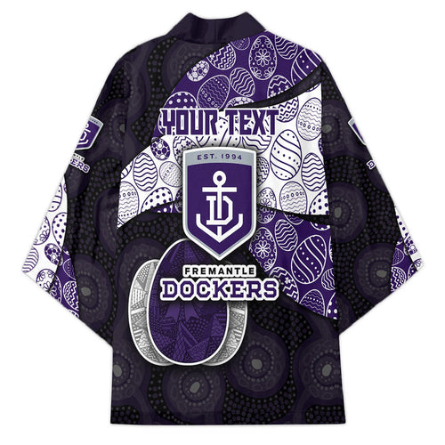 Personalized Fremantle Dockers Football Kimono Easter Egg Pattern Purple Monochrome Tribal Dot Style