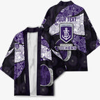 Personalized Fremantle Dockers Football Kimono Easter Egg Pattern Purple Monochrome Tribal Dot Style