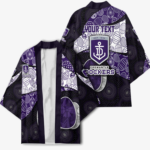 Personalized Fremantle Dockers Football Kimono Easter Egg Pattern Purple Monochrome Tribal Dot Style