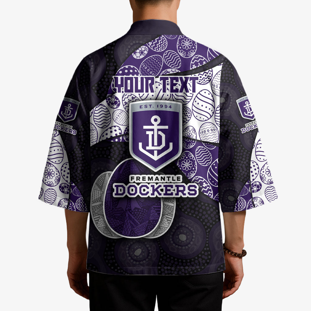 Personalized Fremantle Dockers Football Kimono Easter Egg Pattern Purple Monochrome Tribal Dot Style