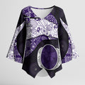 Personalized Fremantle Dockers Football Kimono Sleeve Blouse Easter Egg Pattern Purple Monochrome Tribal Dot Style