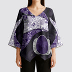 Personalized Fremantle Dockers Football Kimono Sleeve Blouse Easter Egg Pattern Purple Monochrome Tribal Dot Style