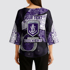 Personalized Fremantle Dockers Football Kimono Sleeve Blouse Easter Egg Pattern Purple Monochrome Tribal Dot Style