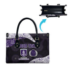 Personalized Fremantle Dockers Football Leather Bag Easter Egg Pattern Purple Monochrome Tribal Dot Style