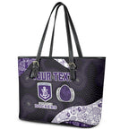 Personalized Fremantle Dockers Football Leather Tote Bag Easter Egg Pattern Purple Monochrome Tribal Dot Style