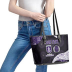 Personalized Fremantle Dockers Football Leather Tote Bag Easter Egg Pattern Purple Monochrome Tribal Dot Style