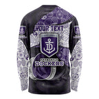 Personalized Fremantle Dockers Football Long Sleeve Shirt Easter Egg Pattern Purple Monochrome Tribal Dot Style