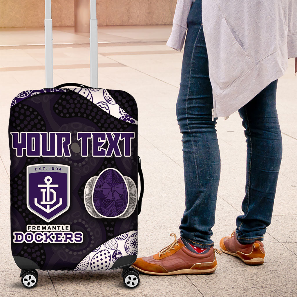 Personalized Fremantle Dockers Football Luggage Cover Easter Egg Pattern Purple Monochrome Tribal Dot Style