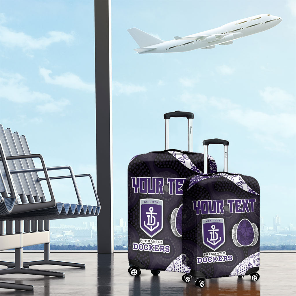 Personalized Fremantle Dockers Football Luggage Cover Easter Egg Pattern Purple Monochrome Tribal Dot Style