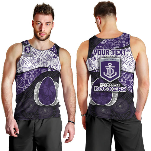 Personalized Fremantle Dockers Football Men Tank Top Easter Egg Pattern Purple Monochrome Tribal Dot Style
