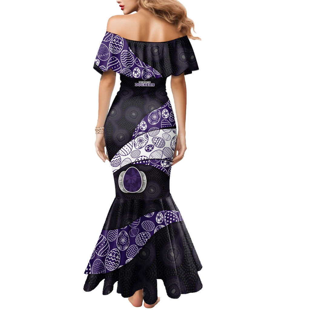 Personalized Fremantle Dockers Football Mermaid Dress Easter Egg Pattern Purple Monochrome Tribal Dot Style