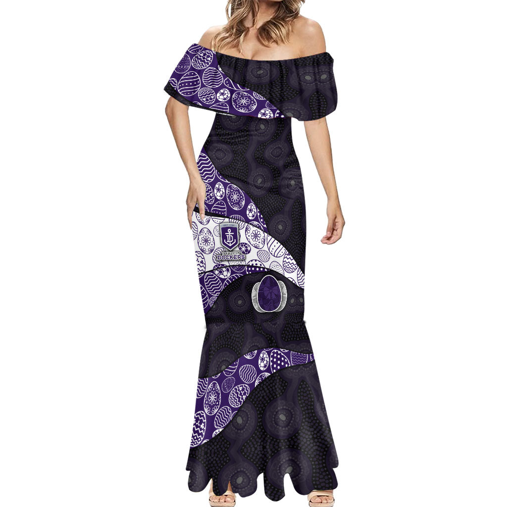 Personalized Fremantle Dockers Football Mermaid Dress Easter Egg Pattern Purple Monochrome Tribal Dot Style