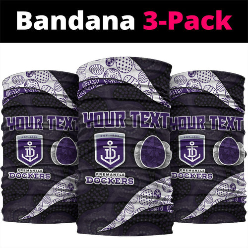 Personalized Fremantle Dockers Football Neck Gaiter Easter Egg Pattern Purple Monochrome Tribal Dot Style