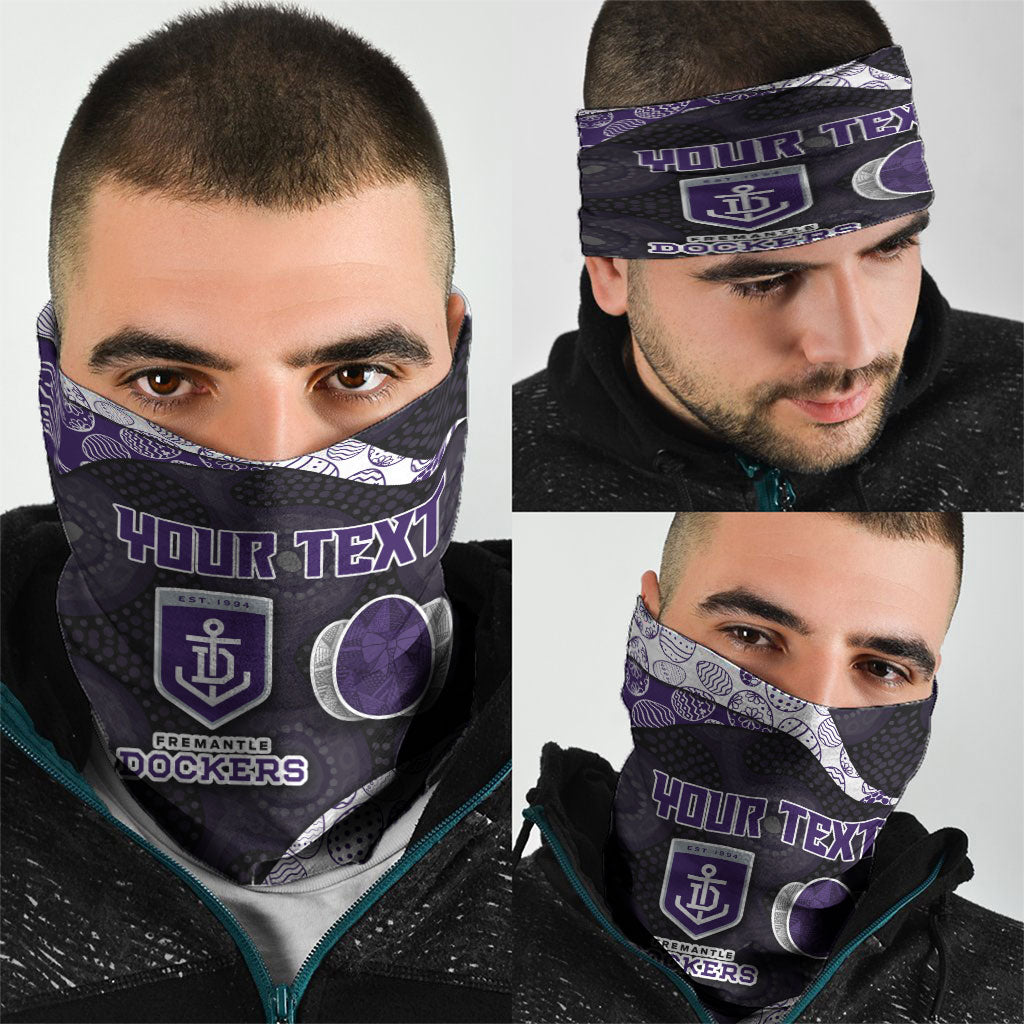 Personalized Fremantle Dockers Football Neck Gaiter Easter Egg Pattern Purple Monochrome Tribal Dot Style